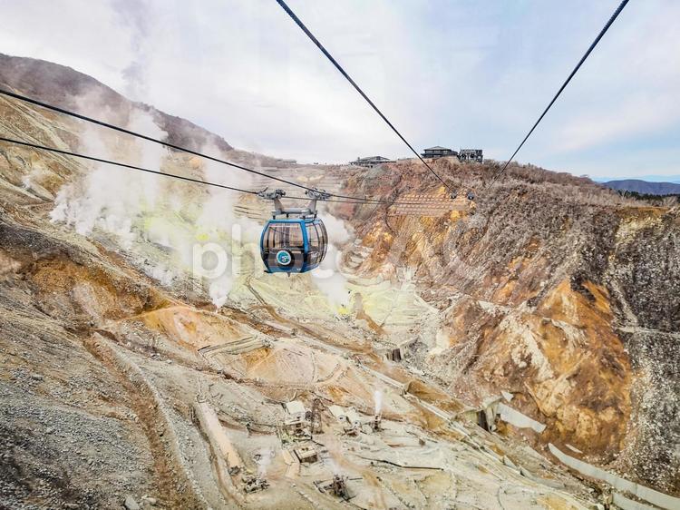 箱根・大涌谷 箱根,大涌谷,ロープウェイの写真素材