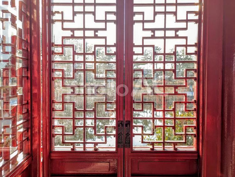 中華風窓枠 中華,窓枠,窓格子の写真素材