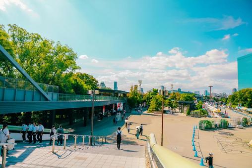 【大阪】大阪城公園駅の街並み 大阪城,大阪城公園,関西の写真素材