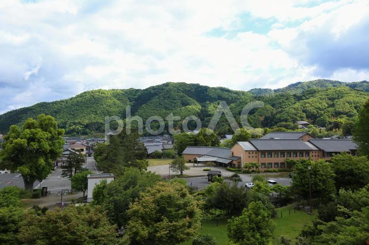兵庫県勝岡市　出石城　二ノ丸跡からの風景 二ノ丸跡,街並み,出石の街並みの写真素材