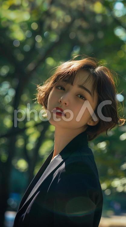 公園の会社員 女性,人物,日本人の写真素材
