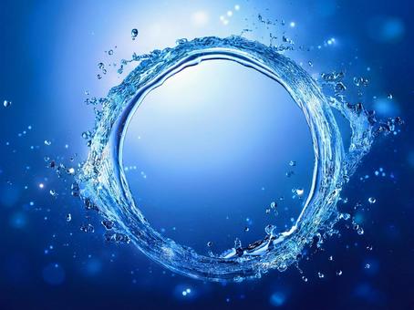 青い背景と水のリング02 青い背景と水のリング02の写真