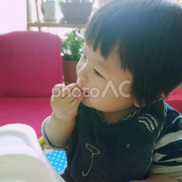 おやつを食べる赤ちゃん 子供,息子,人の写真素材