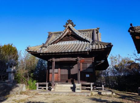 岡山県倉敷市にある古びた寺 宝亀山庚申堂,寺社仏閣,古寺の写真素材