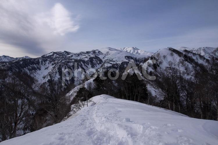 残雪の白山加賀禅定道 白山,加賀禅定道,四塚山の写真素材