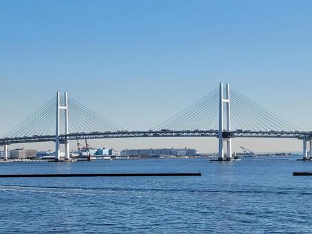 ベイブリッジ 横浜,みなとみらい,自然の写真素材