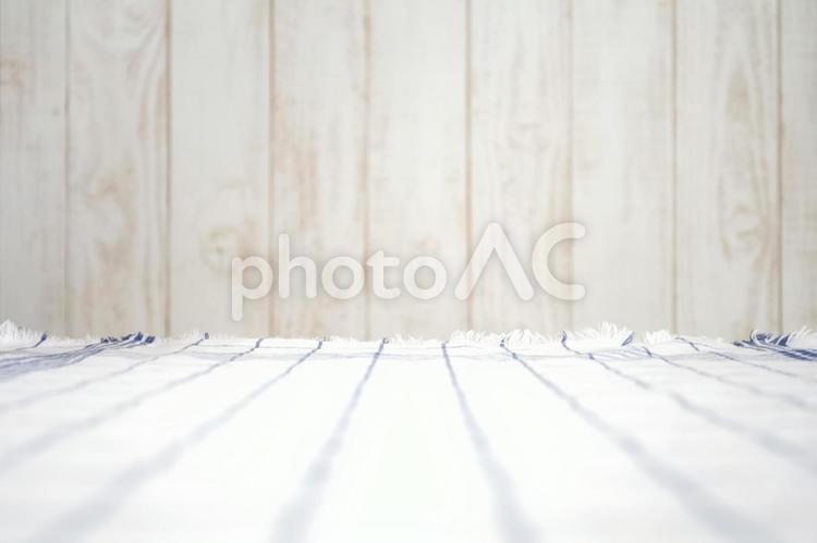 木目背景とリネンクロス 木目,背景,白の写真素材