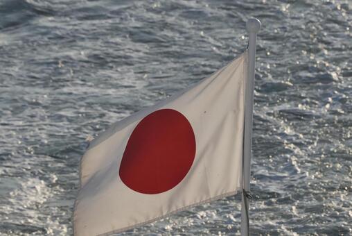 日本国旗と海 日本,国旗,海洋国家の写真素材
