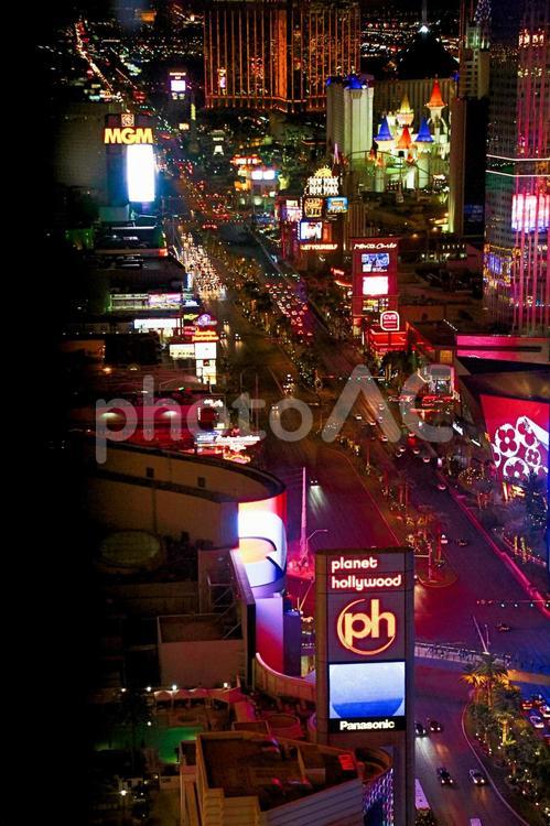 アメリカ　ネバダ州　ラスベガス　上空からの夜景 アメリカ,ネバダ州,ラスベガスの写真素材
