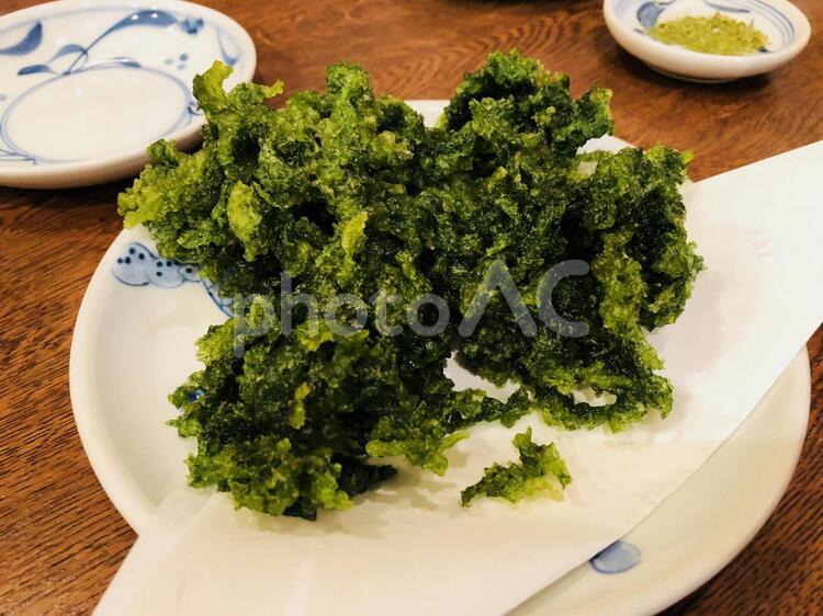 あおさのりの天ぷら フード,野菜,食事の写真素材