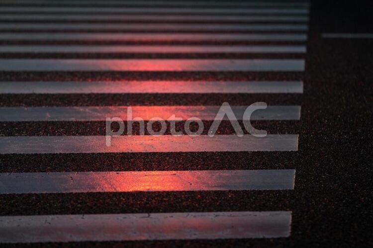夜　横断歩道　反射　交通　渡る イメージ,キラキラ,ナイトの写真素材