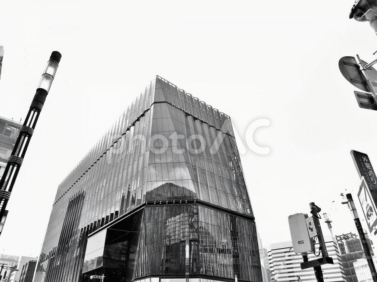 銀座の街並み４　白黒 東急プラザ,銀座,銀座の風景の写真素材
