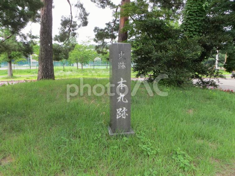 高田城　本丸跡の石碑 高田城,鮫ヶ城,輪郭式の写真素材