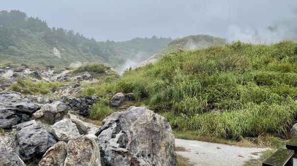 山々 玉川温泉,湯治,ふるさとの写真素材