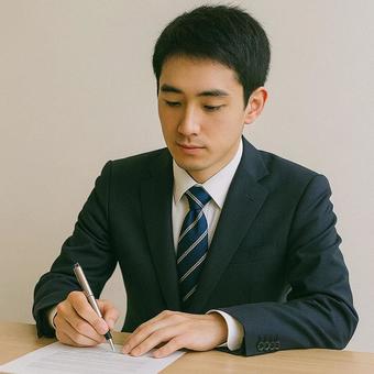 書類にサインをする新入社員ビジネスマン 書類にサインをする新入社員ビジネスマンの写真