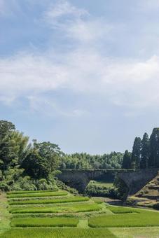 熊本県　夏の通潤橋 橋,レンガ橋,熊本県の写真素材