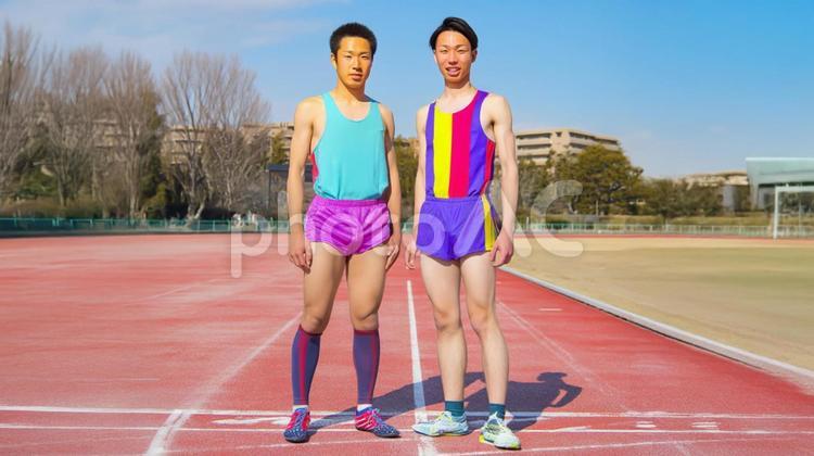 陸上競技を楽しむ若い男性16 陸上競技,短距離,長距離の写真素材