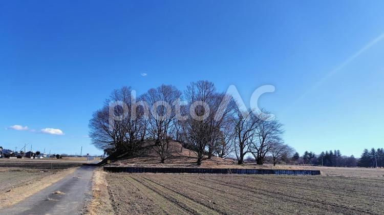 梨ノ木山古墳と冬の畑 古墳,梨ノ木山古墳,冬の写真素材