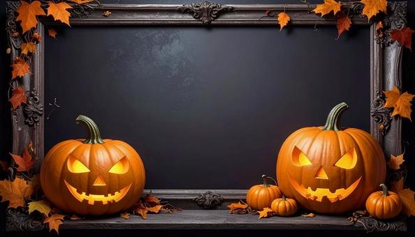 ハロウィンカボチャの飾りフレーム ハロウィンカボチャの飾りフレームの写真