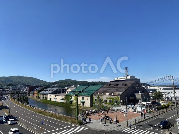 小樽運河と街 小樽運河,小樽市,北海道の写真素材