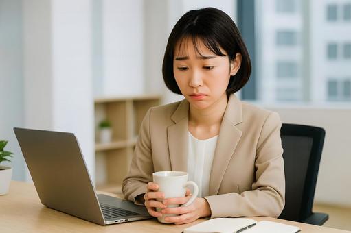 不安なオフィス女性の写真