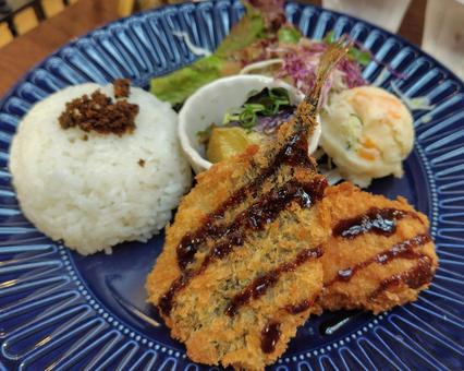 ランチのアジフライ ランチのアジフライ 定食,食事,フライの写真素材