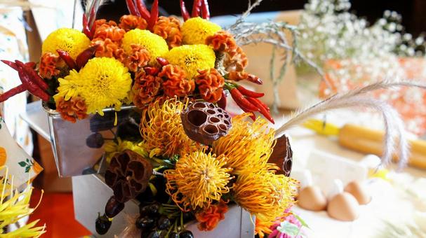 ハロウィン-259 ハロウィン,フラワーアレンジメント,キクの写真素材