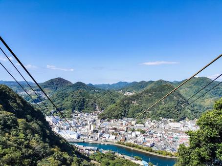 下田ロープウェイから眺める町並と稲生沢川 下田ロープウェイ,町並み,稲生沢川の写真素材