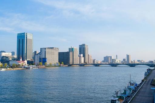 Photo, niigata city, niigata prefecture, shinano river, 