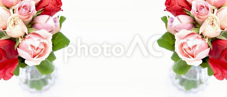 赤とピンクのバラ花束イメージ素材 花,ピンク,バラの写真素材