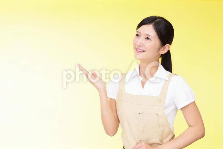 案内する笑顔の女性 女性,女,主婦の写真素材
