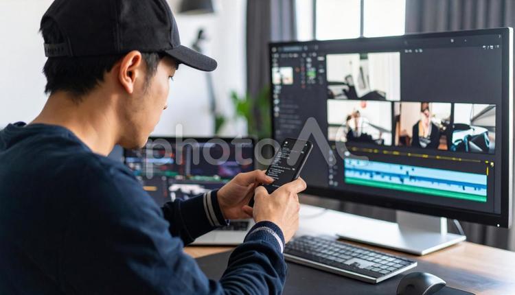動画編集 動画編集,仕事,フリーランスの写真素材