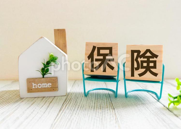 住宅と保険の文字素材 保険,保険料,健康保険の写真素材