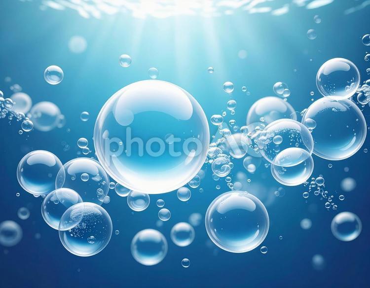 水中を上昇する気泡、美しい世界 気泡,泡,上昇の写真素材