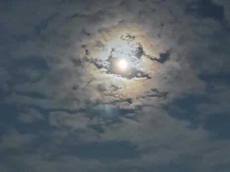 Photo, full moon, japan, cloud, 