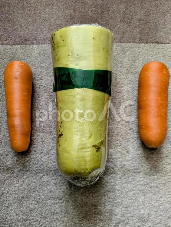 人参に挟まれた大根 大根,人参,野菜の写真素材