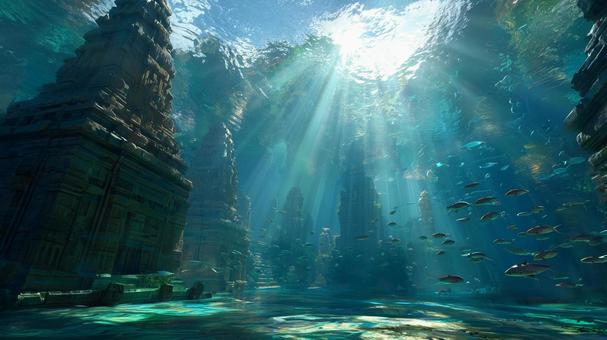 海底に沈む古代都市のイメージ 海底に沈む古代都市のイメージの写真