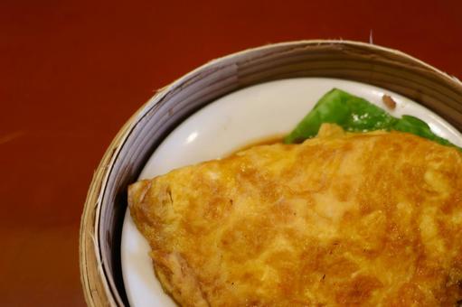 中華料理店のカニ玉 カニ玉,かに,玉子の写真素材