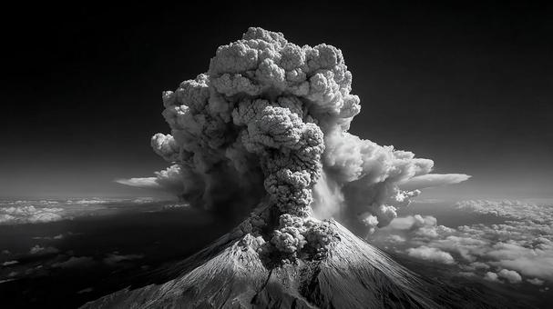 巨大な噴煙を上げる火山の大噴火 巨大な噴煙を上げる火山の大噴火の写真