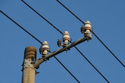 電柱と電線 電柱,電線,高圧線の写真素材