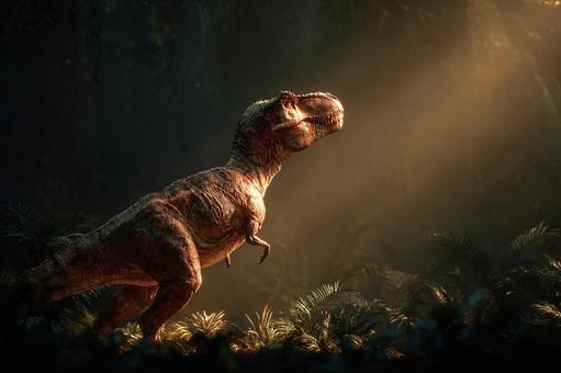 森に潜むリアルなティラノサウルス 森に潜むリアルなティラノサウルスの写真