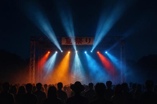 夜空に光るフェス照明 夜空に光るフェス照明の写真