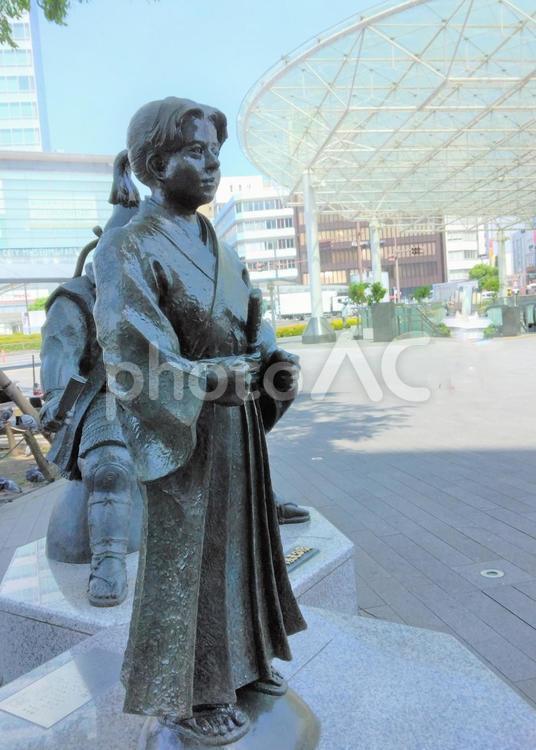 静岡駅北口広場の竹千代君像　横顔 竹千代,家康幼名,家康の写真素材