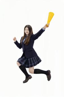 女子高校生 ジャンプ 応援  女子高校生 ジャンプ 応援の写真