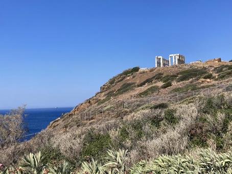 スニオン岬 スニオン岬,ポセイドンの神殿,エーゲ海の写真素材