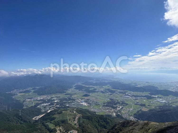 伊吹山からの眺め 琵琶湖,眺め,景観の写真素材