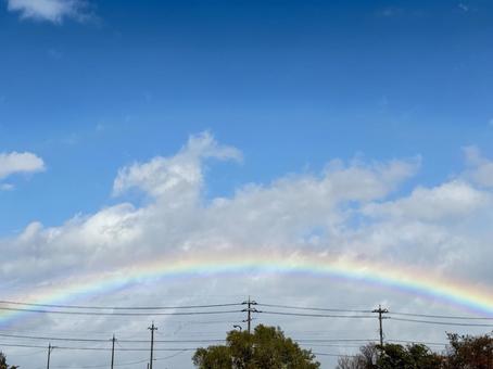 虹の架け橋 虹,風景,青空の写真素材