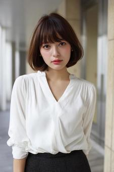ボブヘアモデル　ポートレート　ヘアサロンの写真