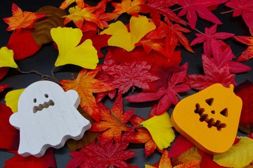 ハロウィン　ジャックオランタンとお化け ハロウィン,秋,紅葉の写真素材