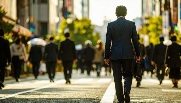外回りするビジネスマンの後ろ姿の写真